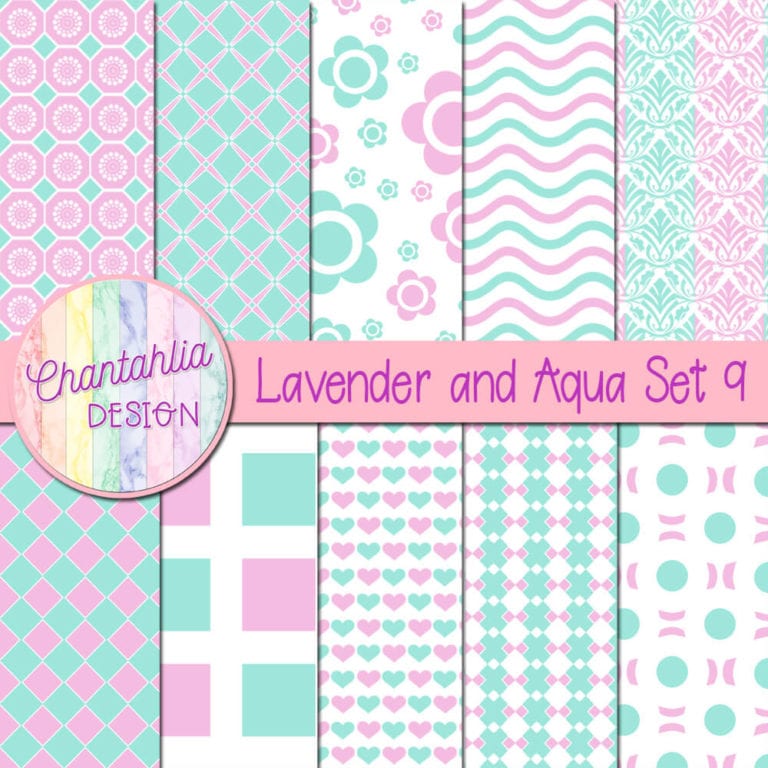 Free Lavender And Aqua Digital Papers With Patterned Designs