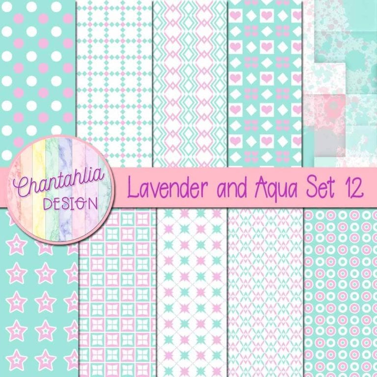 Free Lavender And Aqua Digital Papers With Patterned Designs