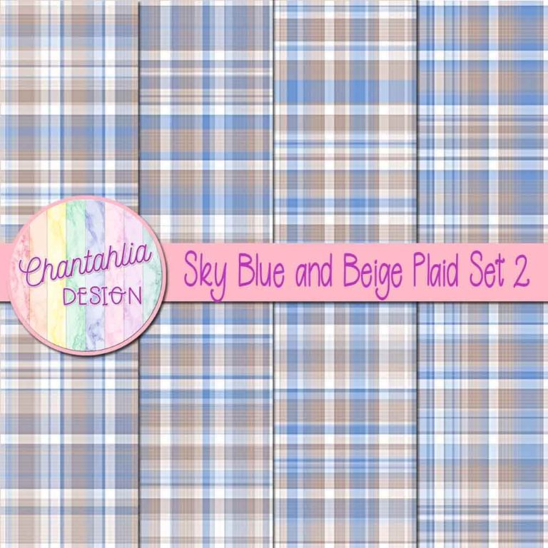 Sky Blue And Beige Plaid Digital Papers