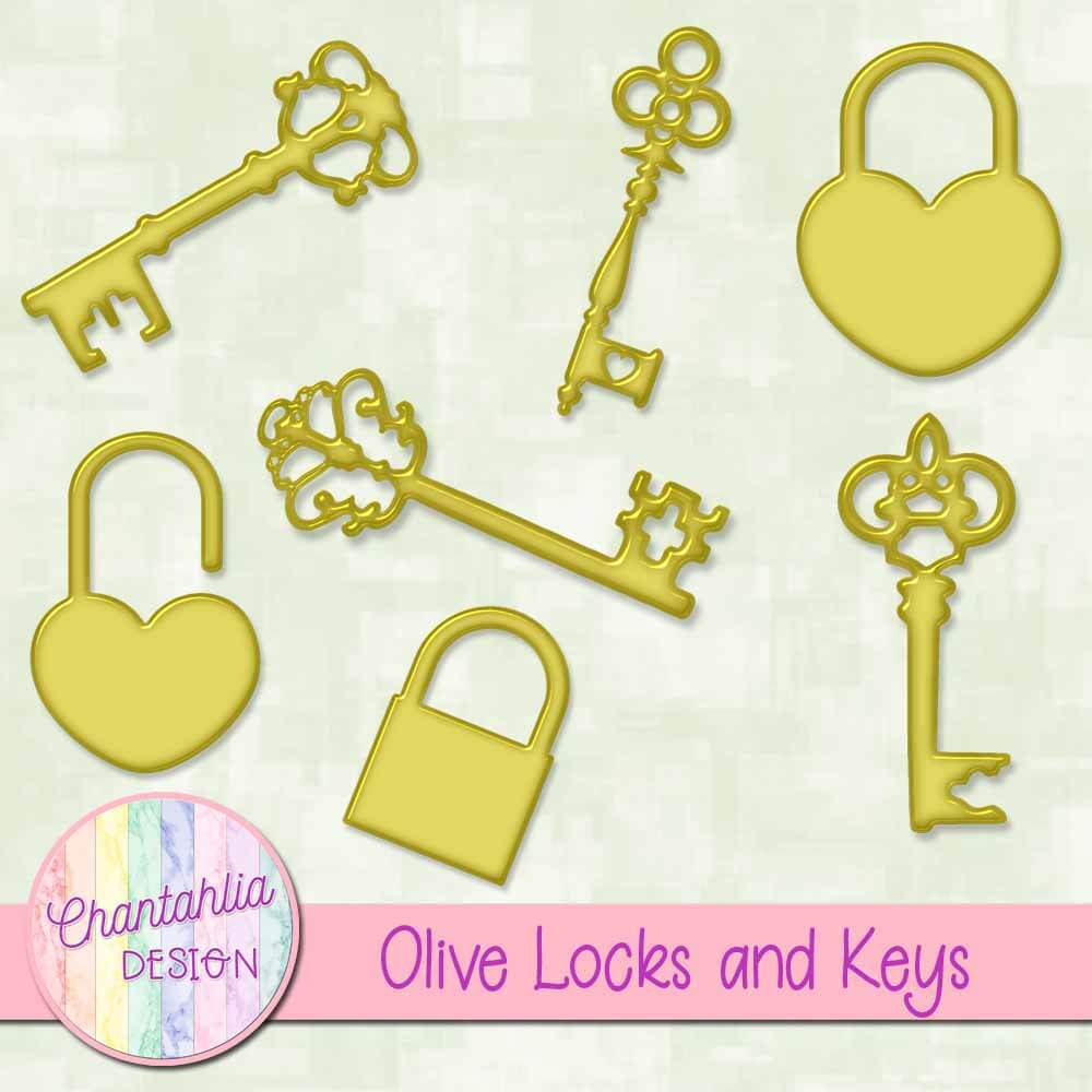 Free Olive Locks and Keys Design Elements