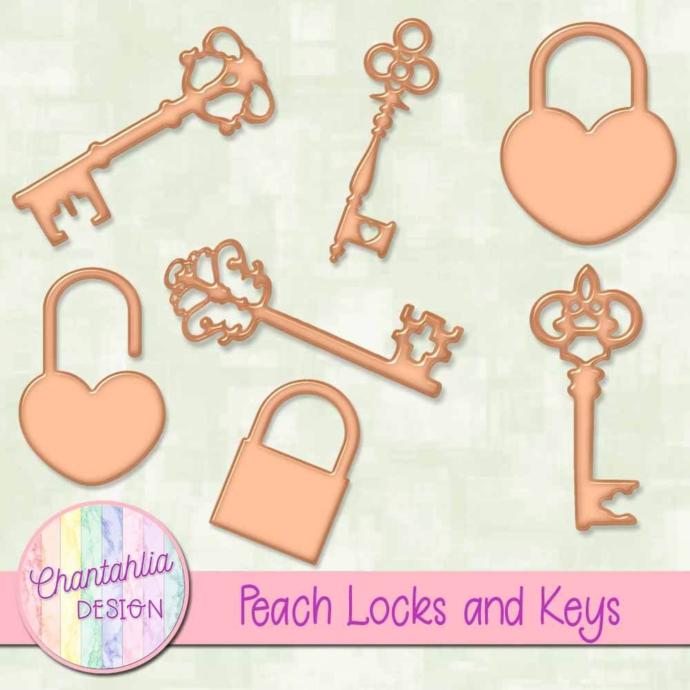 Free Peach Locks and Keys Design Elements