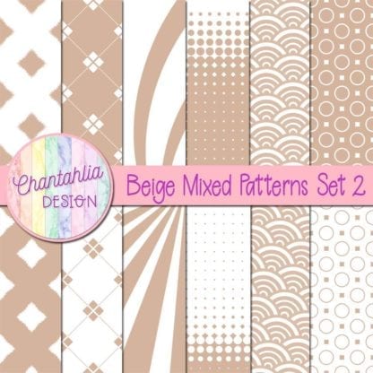 Free digital paper in beige mixed patterns