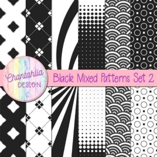 Free digital paper in black mixed patterns