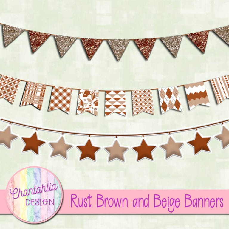 Free Rust Brown and Beige Banners for Digital Scrapbooking