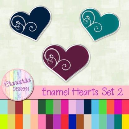 Enamel Hearts Set 2