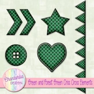 Free embellishments in a green and forest green. criss cross style