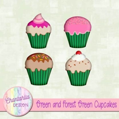 Green and Forest Green Cupcakes