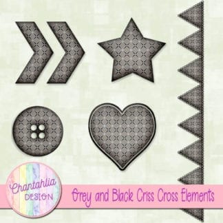 Free embellishments in a grey and black criss cross style