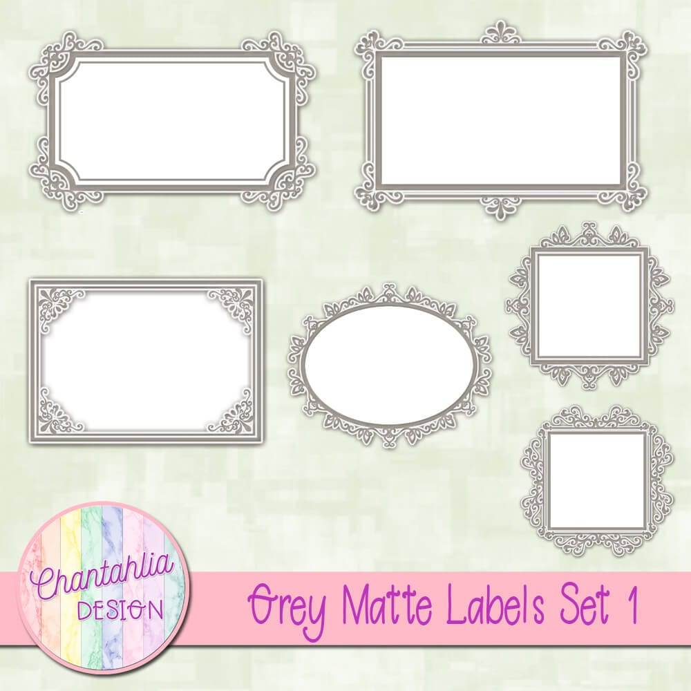 Grey Matte Labels Set 1 Chantahlia Design