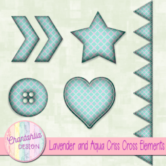 Free embellishments in a lavender and aqua criss cross style