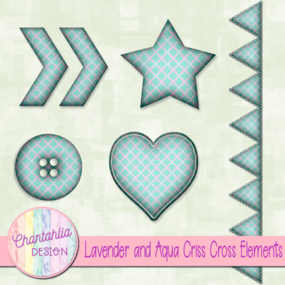 Free embellishments in a lavender and aqua criss cross style
