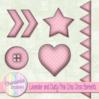 Free embellishments in a lavender and dusty pink criss cross style