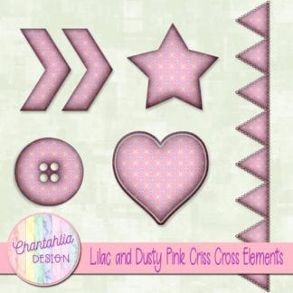 Free embellishments in a lilac and dusty pink. criss cross style