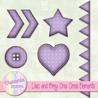 Free embellishments in a lilac and grey criss cross style.