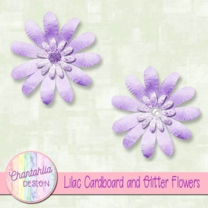 Lilac Cardboard and Glitter Flowers