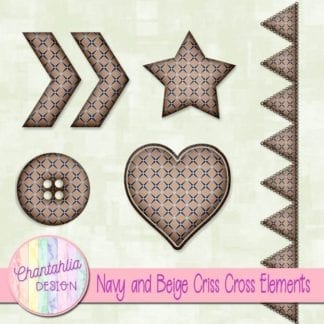 Free embellishments in a navy and beige criss cross style