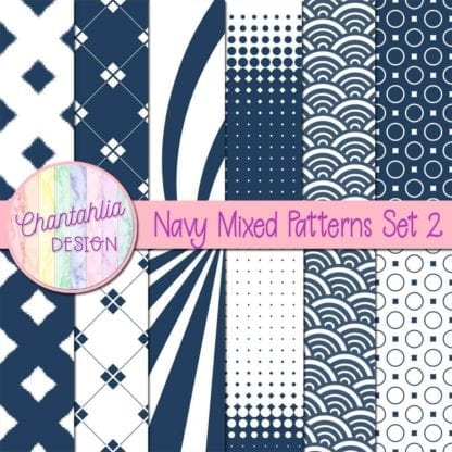 Free digital paper in navy mixed patterns