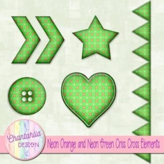 Free embellishments in a neon orange and neon green criss cross style
