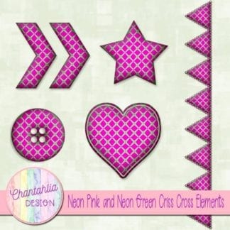 Free embellishments in a neon pink and neon green criss cross style