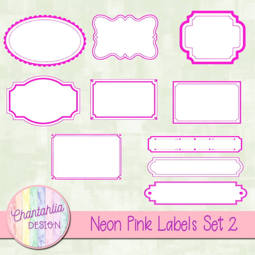 Free Labels Design Elements in Neon Pink
