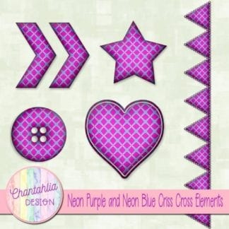 Free embellishments in a neon purple and neon blue criss cross style