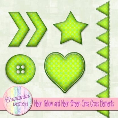 Free embellishments in a neon yellow and neon green criss cross style