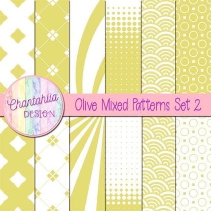 Free digital paper in olive mixed patterns
