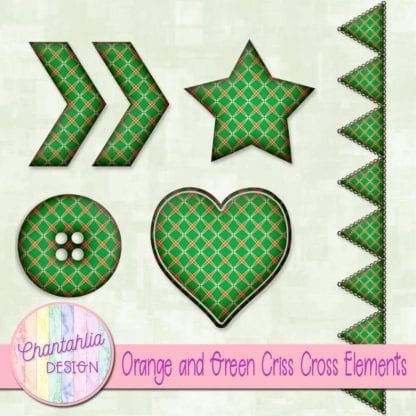 Free embellishments in an orange and green criss cross style