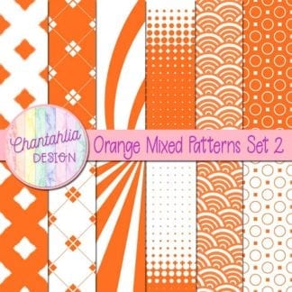 Free digital paper in orange mixed patterns
