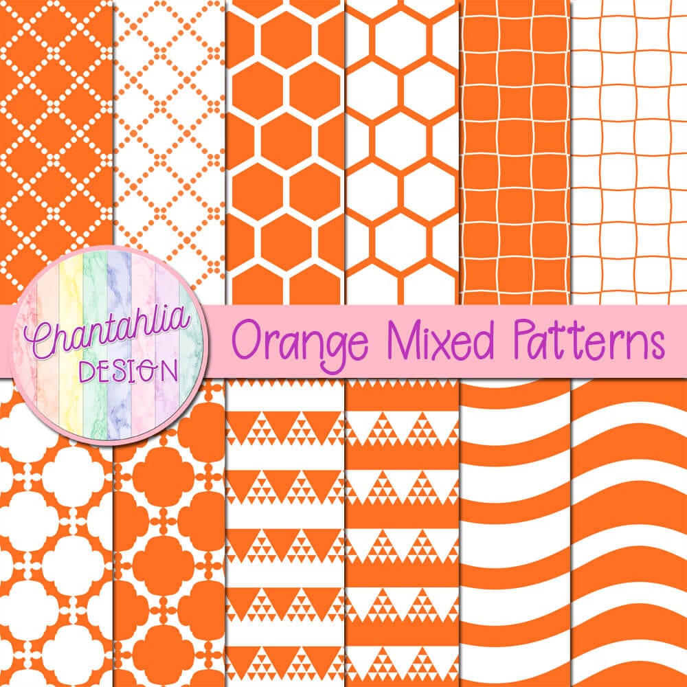 Free Digital Papers featuring Mixed Patterns in Orange