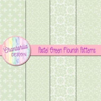 Free digital paper in pastel green and white designs.