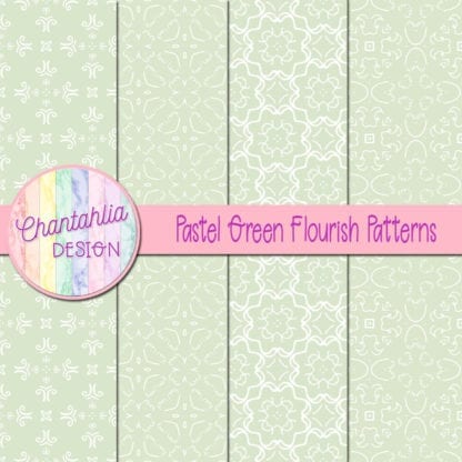 Free digital paper in pastel green and white designs.