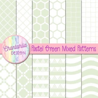 Free digital paper in pastel green mixed patterns.