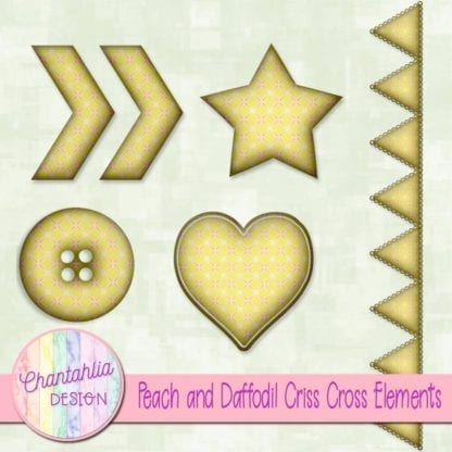 Free embellishments in a peach and daffodil criss cross style