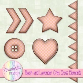 Free embellishments in a peach and lavender criss cross style
