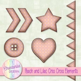 Free embellishments in a peach and lilac criss cross style