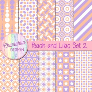 Free Peach and Lilac Digital Papers with Patterned Designs