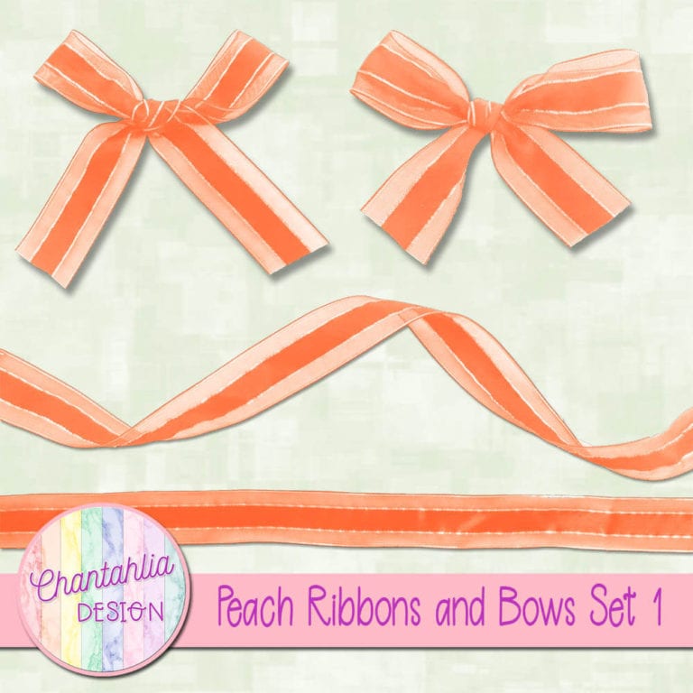 Peach Ribbons Free Ribbons and Bows Design Elements in Peach