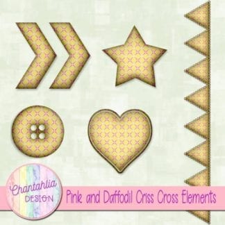 Free embellishments in a pink and daffodil.criss cross style