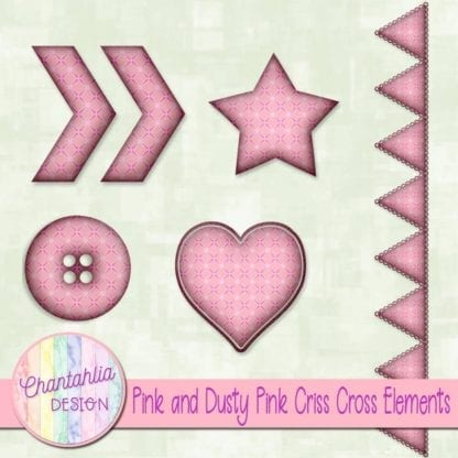 Free embellishments in a pink and dusty pink criss cross style