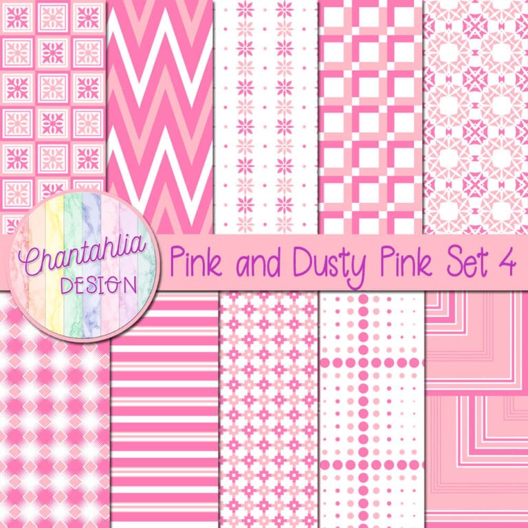 Free Pink and Dusty Free Pink Digital Papers with Patterned Designs