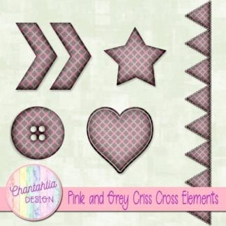 Free embellishments in a pink and grey criss cross style