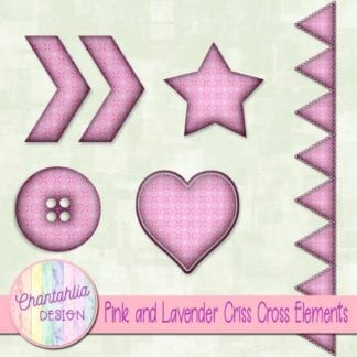 Free embellishments in a pink and lavender criss cross style