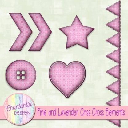 Free embellishments in a pink and lavender criss cross style