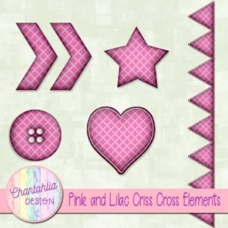 Free embellishments in a pink and lilac criss cross style