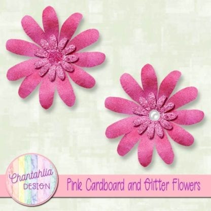 Pink Cardboard and Glitter Flowers
