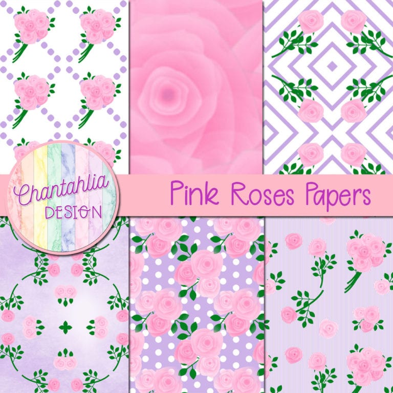 Free Digital Papers featuring Pink Roses Designs