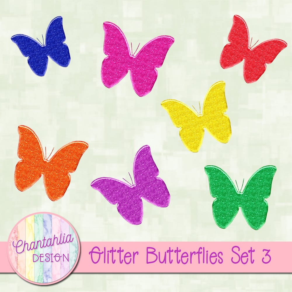 Plastic Glitter Butterflies Set 3 - Chantahlia Design