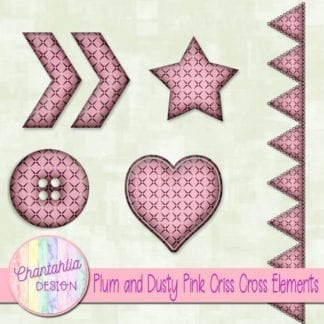 Free embellishments in a plum and dusty pink criss cross style