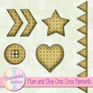 Free embellishments in a plum and olive criss cross style .